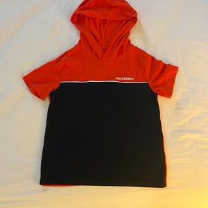 Abercrombie kids orange and navy blue T-shirt with hood size 7/8